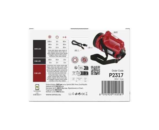 Фонарь EMOS P2317 LED+ COB LED 1000 лм 15000 мАг (P2317), изображение 12 Фонарь EMOS P2317 LED+ COB LED 1000 лм 15000 мАг (P2317), изображение 12
