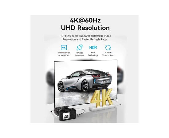 Кабель мультимедийный HDMI to Micro HDMI 1.5m V2.0 4K 60Hz 18Gbps HDR Dolby Vention (AGHBG), изображение 6 Кабель мультимедийный HDMI to Micro HDMI 1.5m V2.0 4K 60Hz 18Gbps HDR Dolby Vention (AGHBG), изображение 6