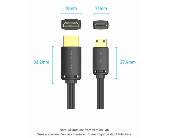 Кабель мультимедийный HDMI to Mini HDMI 3.0m V2.0 4K 60Hz 18Gbps HDR Dolby Vention (AGHBI), изображение 3 Кабель мультимедийный HDMI to Mini HDMI 3.0m V2.0 4K 60Hz 18Gbps HDR Dolby Vention (AGHBI), изображение 3