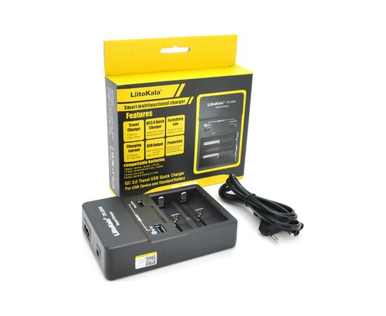 Зарядное устройство для аккумуляторов Liitokala 2 Slots, USB1/QC/3.0, USB2/2.4A, NiMHC(R14)/SC/AA/AAA/17670, Li-ion10440...26650 (Lii-TR2000), изображение 3 Зарядное устройство для аккумуляторов Liitokala 2 Slots, USB1/QC/3.0, USB2/2.4A, NiMHC(R14)/SC/AA/AAA/17670, Li-ion10440...26650 (Lii-TR2000), изображение 3