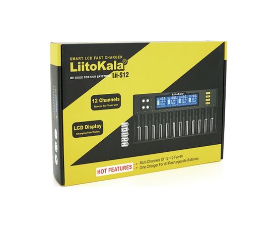 Зарядное устройство для аккумуляторов Liitokala 12 Slots+2, Ni-Mh/Li-ion/LiFePo4/Крона, LED+LCD (Lii-S12), изображение 5 Зарядное устройство для аккумуляторов Liitokala 12 Slots+2, Ni-Mh/Li-ion/LiFePo4/Крона, LED+LCD (Lii-S12), изображение 5