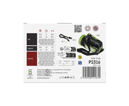 Фонарь EMOS P2316 LED+ COB LED 850 лм 8000 мАг (P2316), изображение 12 Фонарь EMOS P2316 LED+ COB LED 850 лм 8000 мАг (P2316), изображение 12