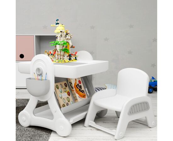 Детский стол Mealux комплект Robin стол + стул (KD-F051 White / Grey), изображение 4 Детский стол Mealux комплект Robin стол + стул (KD-F051 White / Grey), изображение 4