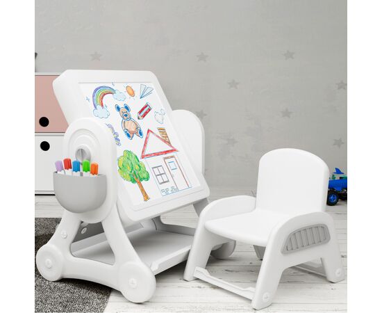 Детский стол Mealux комплект Robin стол + стул (KD-F051 White / Grey), изображение 5 Детский стол Mealux комплект Robin стол + стул (KD-F051 White / Grey), изображение 5