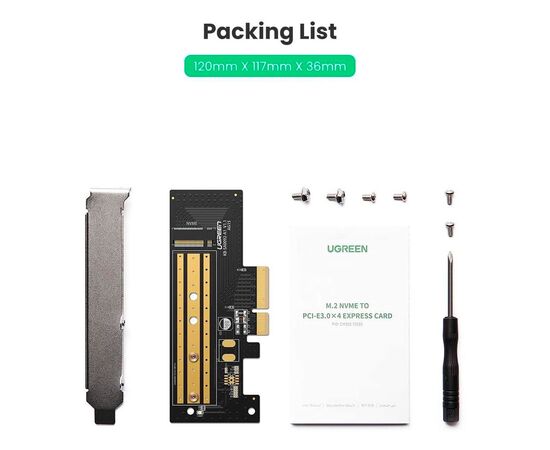 Контролер Ugreen PCI-E 3.0 for SSD M.2 (NVMe) x4 CM302 (70503), зображення 12 Контролер Ugreen PCI-E 3.0 for SSD M.2 (NVMe) x4 CM302 (70503), зображення 12