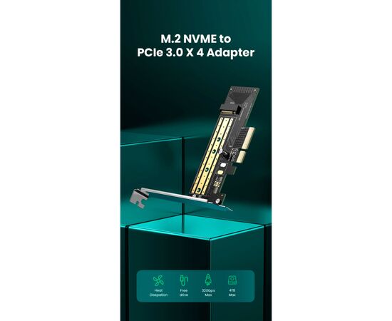 Контролер Ugreen PCI-E 3.0 for SSD M.2 (NVMe) x4 CM302 (70503), зображення 2 Контролер Ugreen PCI-E 3.0 for SSD M.2 (NVMe) x4 CM302 (70503), зображення 2