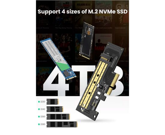 Контролер Ugreen PCI-E 3.0 for SSD M.2 (NVMe) x4 CM302 (70503), зображення 4 Контролер Ugreen PCI-E 3.0 for SSD M.2 (NVMe) x4 CM302 (70503), зображення 4
