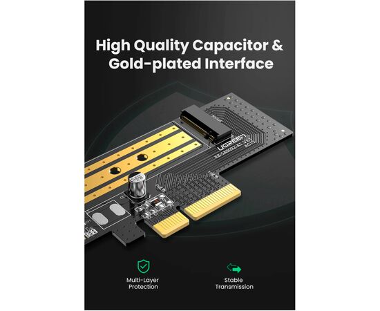 Контролер Ugreen PCI-E 3.0 for SSD M.2 (NVMe) x4 CM302 (70503), зображення 6 Контролер Ugreen PCI-E 3.0 for SSD M.2 (NVMe) x4 CM302 (70503), зображення 6