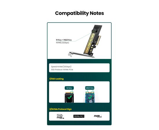 Контролер Ugreen PCI-E 3.0 for SSD M.2 (NVMe) x4 CM302 (70503), зображення 7 Контролер Ugreen PCI-E 3.0 for SSD M.2 (NVMe) x4 CM302 (70503), зображення 7