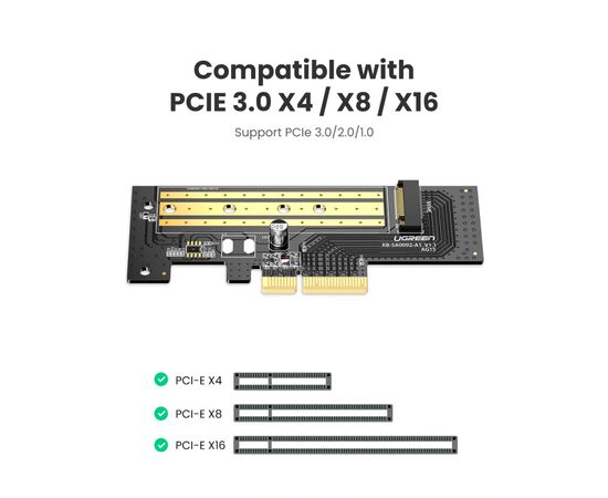 Контролер Ugreen PCI-E 3.0 for SSD M.2 (NVMe) x4 CM302 (70503), зображення 8 Контролер Ugreen PCI-E 3.0 for SSD M.2 (NVMe) x4 CM302 (70503), зображення 8