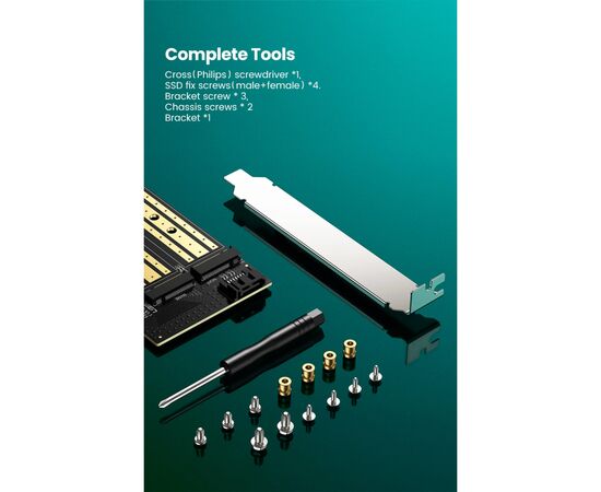 Контролер Ugreen PCI-E 3.0 for SSD M.2 NVMe + M.2 NGFF CM302 (70504), зображення 10 Контролер Ugreen PCI-E 3.0 for SSD M.2 NVMe + M.2 NGFF CM302 (70504), зображення 10