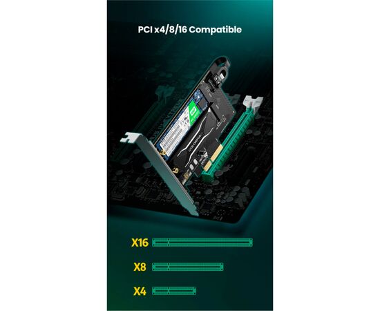 Контролер Ugreen PCI-E 3.0 for SSD M.2 NVMe + M.2 NGFF CM302 (70504), зображення 4 Контролер Ugreen PCI-E 3.0 for SSD M.2 NVMe + M.2 NGFF CM302 (70504), зображення 4