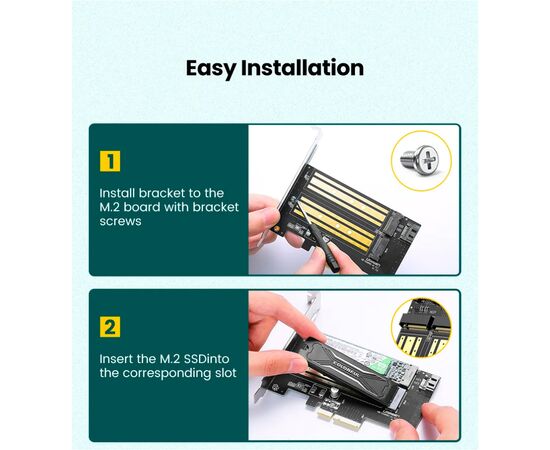 Контролер Ugreen PCI-E 3.0 for SSD M.2 NVMe + M.2 NGFF CM302 (70504), зображення 8 Контролер Ugreen PCI-E 3.0 for SSD M.2 NVMe + M.2 NGFF CM302 (70504), зображення 8