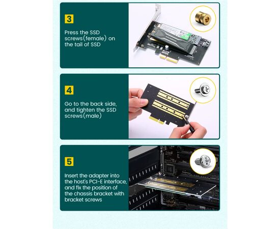 Контролер Ugreen PCI-E 3.0 for SSD M.2 NVMe + M.2 NGFF CM302 (70504), зображення 9 Контролер Ugreen PCI-E 3.0 for SSD M.2 NVMe + M.2 NGFF CM302 (70504), зображення 9