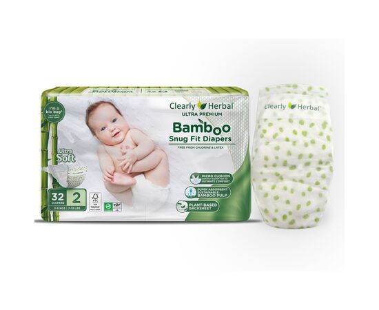 Підгузки Clearly Herbal Bamboo, розмір 2 (3-6 кг), 32 шт (1134)