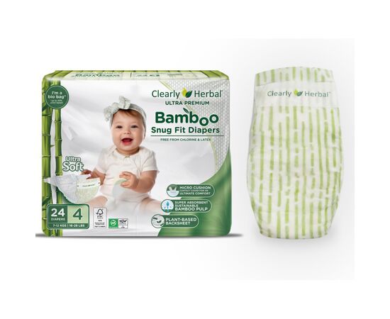 Подгузники Clearly Herbal Bamboo, розмір 4 (7-12 кг), 24 шт (1136)