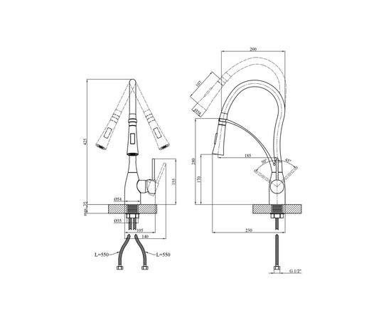 Смеситель Kroner Ersel-SCH03393BLK, изображение 9 Смеситель Kroner Ersel-SCH03393BLK, изображение 9