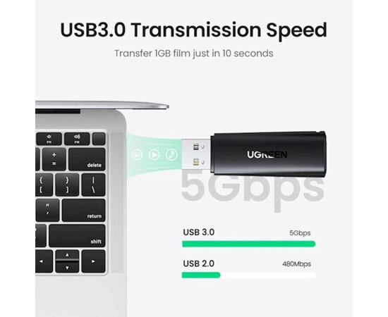 Считыватель флеш-карт Ugreen USB 3.0 Type-A for 2xSD 5Gb CM264 (60722), изображение 3 Считыватель флеш-карт Ugreen USB 3.0 Type-A for 2xSD 5Gb CM264 (60722), изображение 3