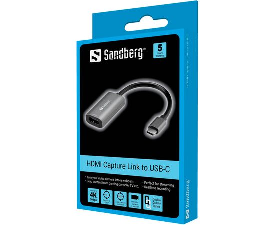 Переходник USB 3.1 Type-С to HDMI (F) 4K Sandberg (136-36), изображение 2 Переходник USB 3.1 Type-С to HDMI (F) 4K Sandberg (136-36), изображение 2