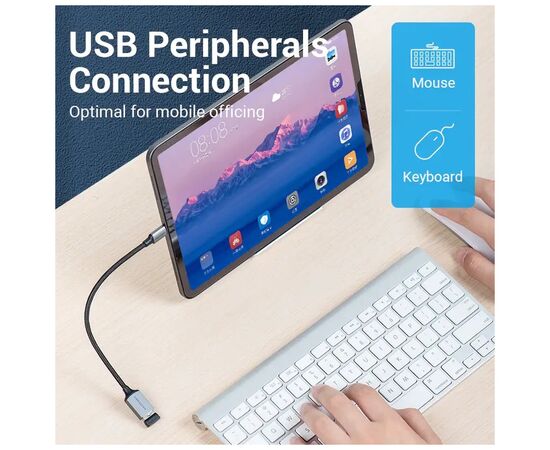 Переходник USB 3.0 Type-C to USB AF (OTG) 0.15m Aluminum Alloy Vention (CCXHB), изображение 5 Переходник USB 3.0 Type-C to USB AF (OTG) 0.15m Aluminum Alloy Vention (CCXHB), изображение 5