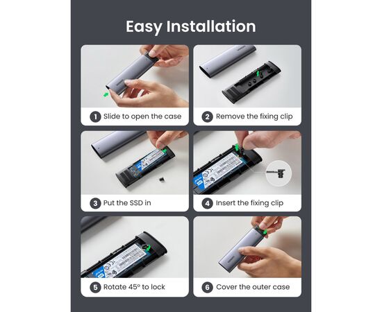 Карман внешний Ugreen SSD M.2 (NVME) M-KEY 3.1 GEN2 CM400 (10902), изображение 7 Карман внешний Ugreen SSD M.2 (NVME) M-KEY 3.1 GEN2 CM400 (10902), изображение 7