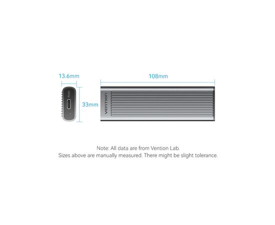 Карман внешний Vention SSD M.2 (NVME) M-key USB Type-C 3.2 10Gbps Heat Sink Aluminum (KPKH0), изображение 11 Карман внешний Vention SSD M.2 (NVME) M-key USB Type-C 3.2 10Gbps Heat Sink Aluminum (KPKH0), изображение 11