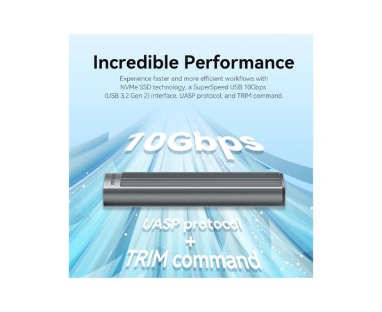 Карман внешний Vention SSD M.2 (NVME) M-key USB Type-C 3.2 10Gbps Heat Sink Aluminum (KPKH0), изображение 4 Карман внешний Vention SSD M.2 (NVME) M-key USB Type-C 3.2 10Gbps Heat Sink Aluminum (KPKH0), изображение 4