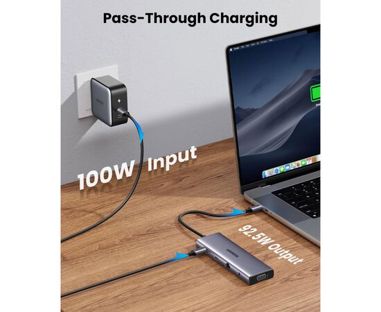 Концентратор Ugreen USB3.1 Type-C to HDMI/VGA/USB 3.0х3/RJ45/SD/TF/PD/35мм TRRS 100W 10-in-1 (15601), изображение 8 Концентратор Ugreen USB3.1 Type-C to HDMI/VGA/USB 3.0х3/RJ45/SD/TF/PD/35мм TRRS 100W 10-in-1 (15601), изображение 8