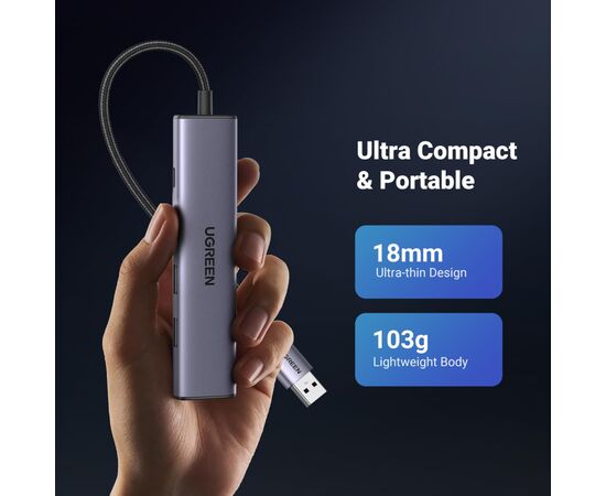Концентратор Ugreen USB 3.0 to 3хUSB 3.0/Type-C+RJ45(1000M) Ethernet 5in1 CM475 (60554), изображение 6 Концентратор Ugreen USB 3.0 to 3хUSB 3.0/Type-C+RJ45(1000M) Ethernet 5in1 CM475 (60554), изображение 6
