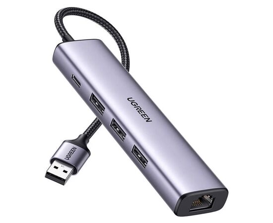 Концентратор Ugreen USB 3.0 to 3хUSB 3.0/Type-C+RJ45(1000M) Ethernet 5in1 CM475 (60554)