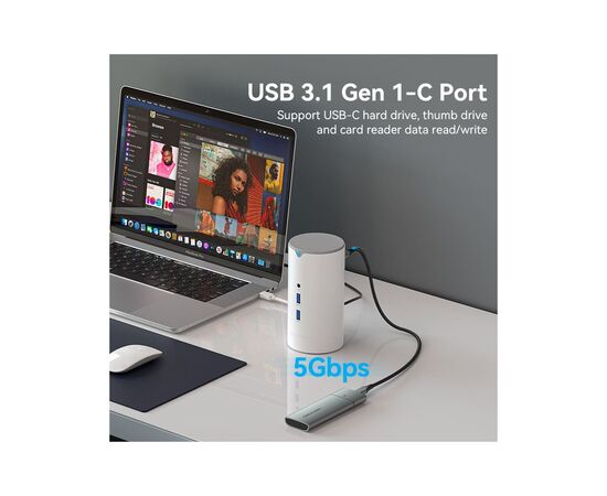 Концентратор Vention USB3.1 Type-C to HDMI/VGA/USB3.0x3/RJ45/SD/TF/TRRS 3.5m/PD/DC100W12-in-1 (TPHWC-EU), изображение 4 Концентратор Vention USB3.1 Type-C to HDMI/VGA/USB3.0x3/RJ45/SD/TF/TRRS 3.5m/PD/DC100W12-in-1 (TPHWC-EU), изображение 4