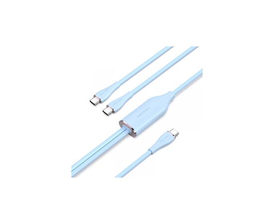 Дата кабель USB-C to 2xUSB-C 1.5m 5.0A Silicone Type Blue Vention (CTMSG)