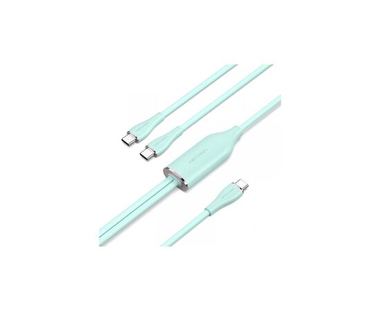 Дата кабель USB-C to 2xUSB-C 1.5m 5.0A Silicone Type Green Vention (CTMGG)