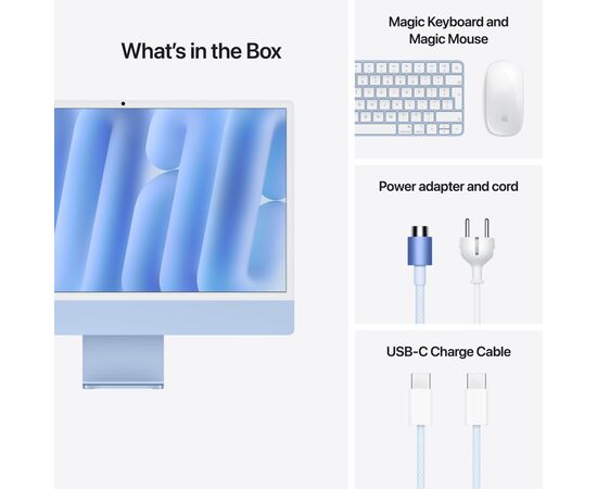 Компьютер Apple 24" iMac Retina 4.5K / Apple M4 (8-c/CPU, 8-c/GPU), 16, 256, Blue (MWUF3UA/A), изображение 4 Компьютер Apple 24" iMac Retina 4.5K / Apple M4 (8-c/CPU, 8-c/GPU), 16, 256, Blue (MWUF3UA/A), изображение 4