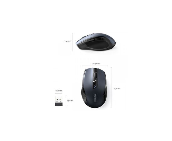 Мышка Ugreen MU006 Ergonomic Wireless Gray/Black (15063), изображение 7 Мышка Ugreen MU006 Ergonomic Wireless Gray/Black (15063), изображение 7