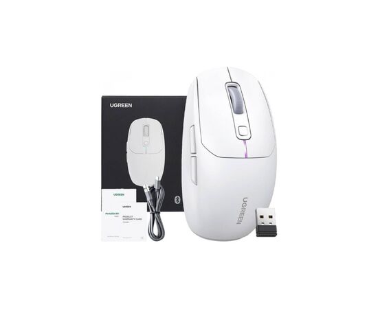 Мышка Ugreen MU103 Wireless/Bluetooth White (15629), изображение 6 Мышка Ugreen MU103 Wireless/Bluetooth White (15629), изображение 6