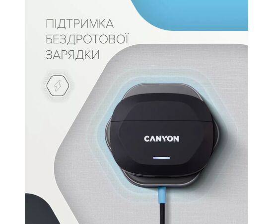 Наушники Canyon Hexagon 7 TWS ANC+ENC Wireless Charge Black/Yellow (CNS-TWS7BY), изображение 10 Наушники Canyon Hexagon 7 TWS ANC+ENC Wireless Charge Black/Yellow (CNS-TWS7BY), изображение 10