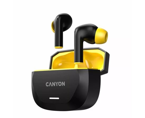 Наушники Canyon Hexagon 7 TWS ANC+ENC Wireless Charge Black/Yellow (CNS-TWS7BY), изображение 3 Наушники Canyon Hexagon 7 TWS ANC+ENC Wireless Charge Black/Yellow (CNS-TWS7BY), изображение 3