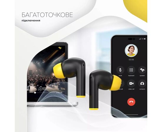 Наушники Canyon Hexagon 7 TWS ANC+ENC Wireless Charge Black/Yellow (CNS-TWS7BY), изображение 6 Наушники Canyon Hexagon 7 TWS ANC+ENC Wireless Charge Black/Yellow (CNS-TWS7BY), изображение 6