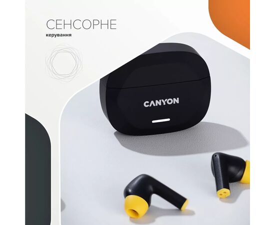 Наушники Canyon Hexagon 7 TWS ANC+ENC Wireless Charge Black/Yellow (CNS-TWS7BY), изображение 9 Наушники Canyon Hexagon 7 TWS ANC+ENC Wireless Charge Black/Yellow (CNS-TWS7BY), изображение 9