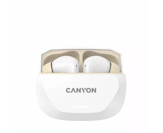 Наушники Canyon Hexagon 7 TWS ANC+ENC Wireless Charge White/Beige (CNS-TWS7WB), изображение 2 Наушники Canyon Hexagon 7 TWS ANC+ENC Wireless Charge White/Beige (CNS-TWS7WB), изображение 2