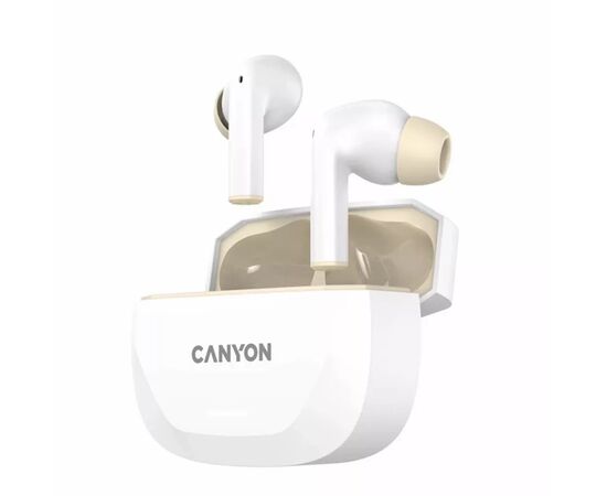 Наушники Canyon Hexagon 7 TWS ANC+ENC Wireless Charge White/Beige (CNS-TWS7WB), изображение 3 Наушники Canyon Hexagon 7 TWS ANC+ENC Wireless Charge White/Beige (CNS-TWS7WB), изображение 3