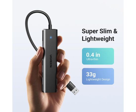 Концентратор Ugreen USB 3.0 to 4хUSB 3.0 0.15m Space Gray CM219 (25851), изображение 6 Концентратор Ugreen USB 3.0 to 4хUSB 3.0 0.15m Space Gray CM219 (25851), изображение 6
