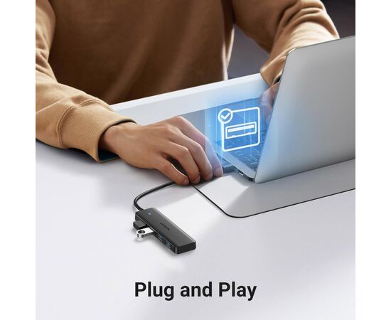 Концентратор Ugreen USB 3.0 to 4хUSB 3.0 1.0m Space Gray CM219 (35574), изображение 4 Концентратор Ugreen USB 3.0 to 4хUSB 3.0 1.0m Space Gray CM219 (35574), изображение 4