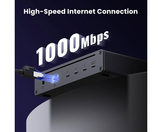 Концентратор Ugreen Thunderbolt 4 to 3xTh.4/3xUSBA 3.2/RJ45 Gigabit/140W ARevodok Max 8-in-1 U708 (25053EU), изображение 6 Концентратор Ugreen Thunderbolt 4 to 3xTh.4/3xUSBA 3.2/RJ45 Gigabit/140W ARevodok Max 8-in-1 U708 (25053EU), изображение 6
