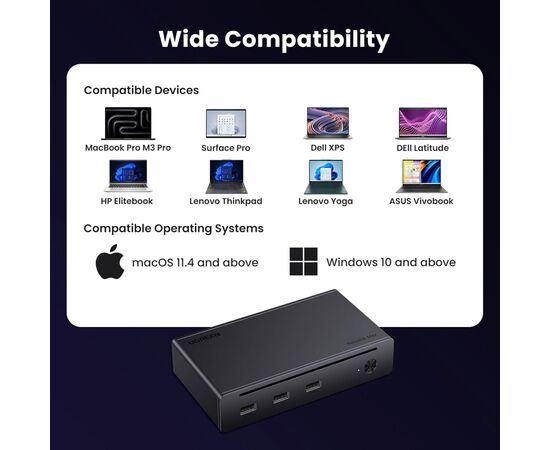 Концентратор Ugreen Thunderbolt 4 to 3xTh.4/3xUSBA 3.2/RJ45 Gigabit/140W ARevodok Max 8-in-1 U708 (25053EU), изображение 7 Концентратор Ugreen Thunderbolt 4 to 3xTh.4/3xUSBA 3.2/RJ45 Gigabit/140W ARevodok Max 8-in-1 U708 (25053EU), изображение 7