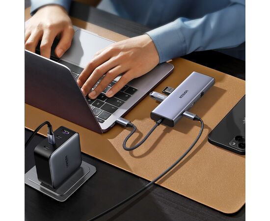 Концентратор Ugreen USB3.1 Type-C to HDMI60Hz/VGA/USB 3.0х3/RJ45/SD/TF/PD 100W 9-in-1 CM498 (15600), изображение 3 Концентратор Ugreen USB3.1 Type-C to HDMI60Hz/VGA/USB 3.0х3/RJ45/SD/TF/PD 100W 9-in-1 CM498 (15600), изображение 3