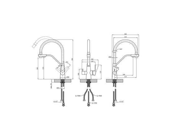 Змішувач Kroner Klassisch-PVD03817BLK, зображення 9 Змішувач Kroner Klassisch-PVD03817BLK, зображення 9
