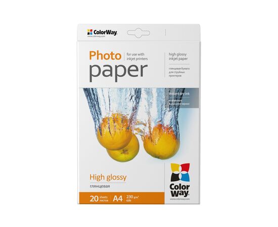 Фотобумага ColorWay A4 230г Glossy 20ст (PG230020A4)
