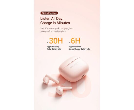 Наушники Vention Elf Earbuds E03 Pink Sand (NBHP0), изображение 3 Наушники Vention Elf Earbuds E03 Pink Sand (NBHP0), изображение 3